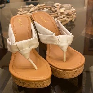 White wedge sandals